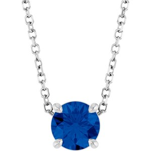 Platinum 5.5 mm Natural Blue Sapphire 16-18" Necklace