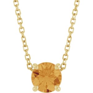 14K Yellow Gold 5.5 mm Natural Citrine 16-18" Necklace