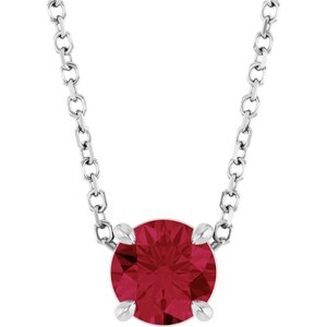 Platinum 5.5 mm Lab-Grown Ruby 16-18" Necklace