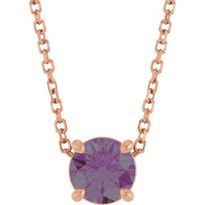 14K Rose Gold 5.5 mm Lab-Grown Alexandrite 16-18" Necklace
