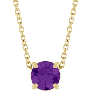14K Yellow Gold 5.5 mm Natural Amethyst 16-18" Necklace