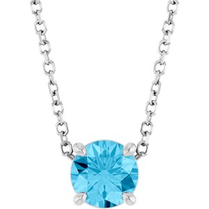 Sterling Silver 5.5 mm Natural Aquamarine 16-18" Necklace