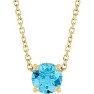 14K Yellow Gold 5.5 mm Natural Aquamarine 16-18" Necklace