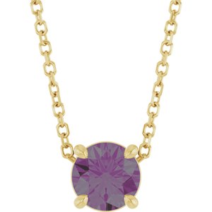14K Yellow Gold 5.5 mm Lab-Grown Alexandrite 16-18" Necklace