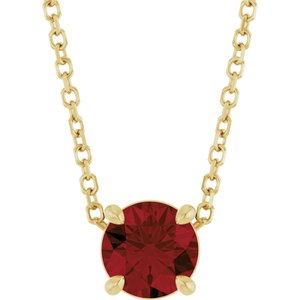 14K Yellow Gold 5.5 mm Natural Mozambique Garnet 16-18" Necklace