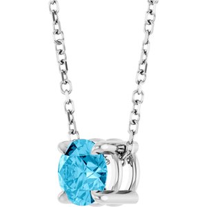Sterling Silver 5.5 mm Natural Aquamarine 16-18" Necklace