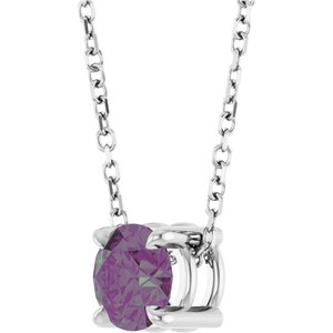 Platinum 5.5 mm Lab-Grown Alexandrite 16-18" Necklace