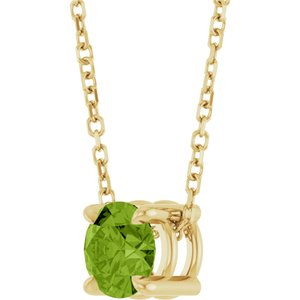 14K Yellow Gold 5.5 mm Natural Peridot 16-18" Necklace