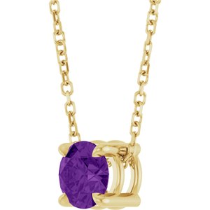14K Yellow Gold 5.5 mm Natural Amethyst 16-18" Necklace