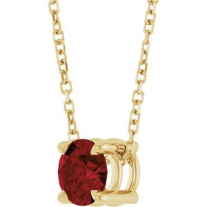 14K Yellow Gold 5.5 mm Natural Mozambique Garnet 16-18" Necklace