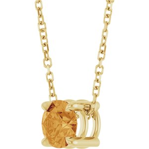14K Yellow Gold 5.5 mm Natural Citrine 16-18" Necklace