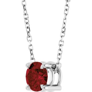 Platinum 5.5 mm Natural Mozambique Garnet 16-18" Necklace
