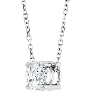 14K White Gold 5.5 mm Natural White Sapphire 16-18" Necklace