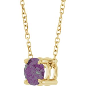 14K Yellow Gold 5.5 mm Lab-Grown Alexandrite 16-18" Necklace