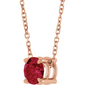 14K Rose Gold 5.5 mm Lab-Grown Ruby 16-18" Necklace