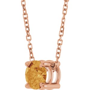 14K Rose Gold 5.5 mm Natural Citrine 16-18" Necklace