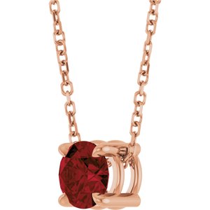 14K Rose Gold 5.5 mm Natural Mozambique Garnet 16-18" Necklace