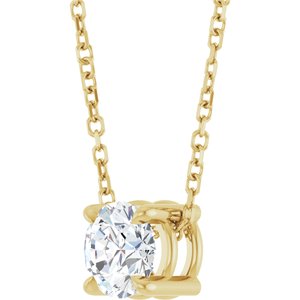 14K Yellow Gold 5.5 mm Natural White Sapphire 16-18" Necklace