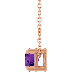 14K Rose Gold 5.5 mm Natural Amethyst 16-18" Necklace