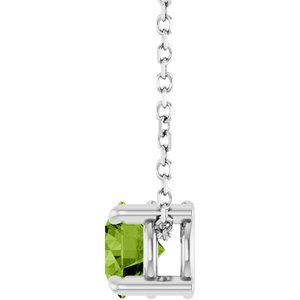 14K White Gold 5.5 mm Natural Peridot 16-18" Necklace