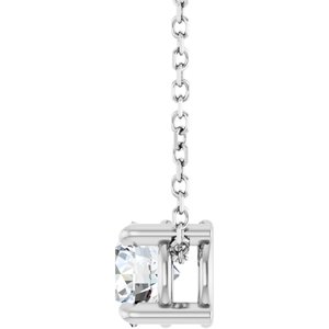 Sterling Silver 5.5 mm Natural White Sapphire 16-18" Necklace