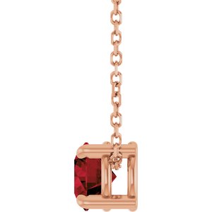14K Rose Gold 5.5 mm Natural Mozambique Garnet 16-18" Necklace