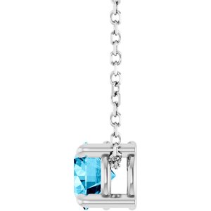 Platinum 5.5 mm Natural Aquamarine 16-18" Necklace
