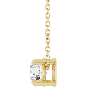 14K Yellow Gold 5.5 mm Natural White Sapphire 16-18" Necklace