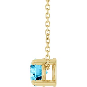 14K Yellow Gold 5.5 mm Natural Aquamarine 16-18" Necklace