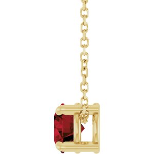 14K Yellow Gold 5.5 mm Natural Mozambique Garnet 16-18" Necklace