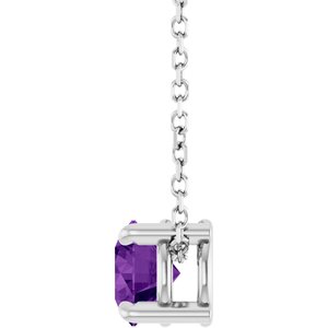 Sterling Silver 5.5 mm Natural Amethyst 16-18" Necklace