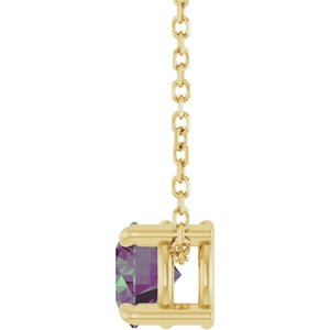 14K Yellow Gold 5.5 mm Lab-Grown Alexandrite 16-18" Necklace