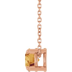 14K Rose Gold 5.5 mm Natural Citrine 16-18" Necklace