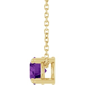 14K Yellow Gold 5.5 mm Natural Amethyst 16-18" Necklace