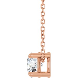 14K Rose Gold 5.5 mm Natural White Sapphire 16-18" Necklace