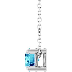 Platinum 5.5 mm Natural Blue Zircon 16-18" Necklace