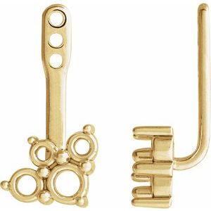 14K Yellow Gold Accented Left Earring Jacket Mounting