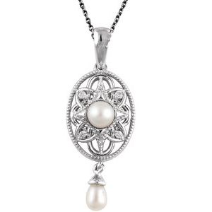 Pearl Granulated Filigree Necklace