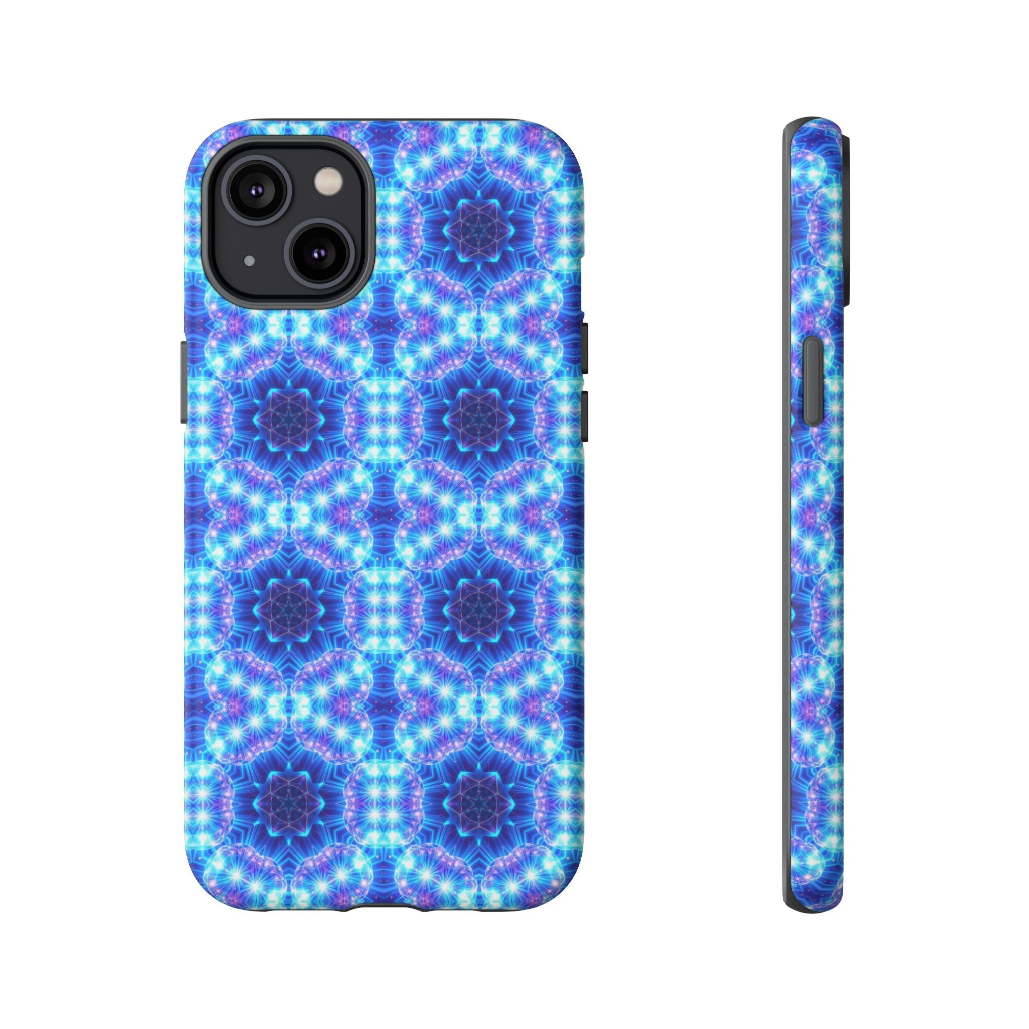 Blue Mandalas with Neon Lights Tough Phone Cases