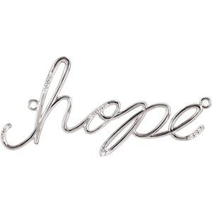 14K White Gold Accented "Hope" Phrase Necklace Center