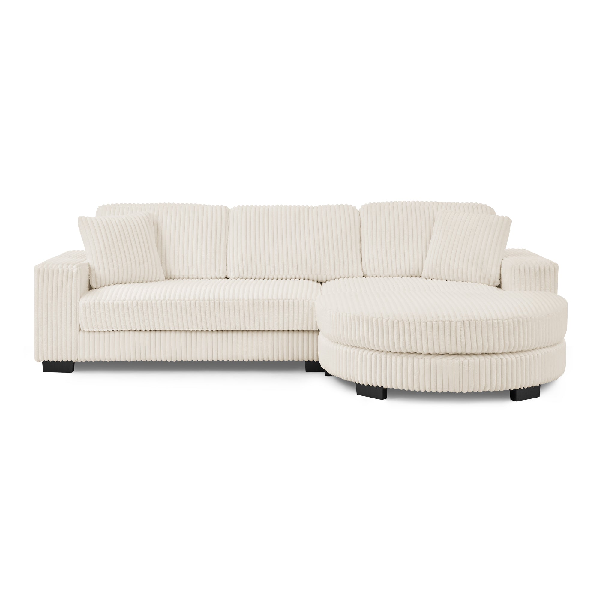 Corduroy Tufted Upholstered Sleeper Sectional Sofa, L-Shaped Modular Convertible Sofa ,The arc-shaped footstool can be placed freely on the left and right-Beige