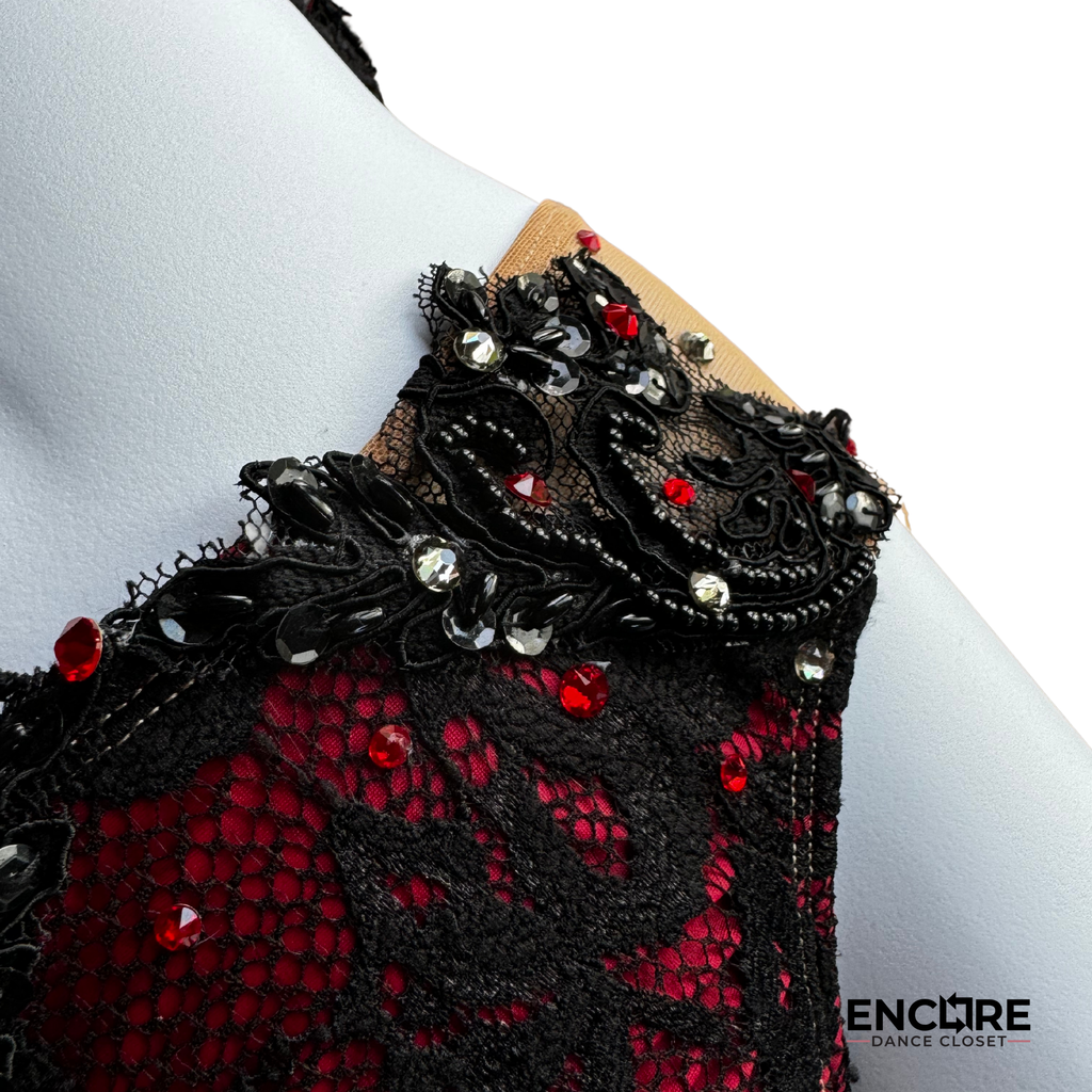 Fiery Flamenco-Inspired Two-Piece with Skirt