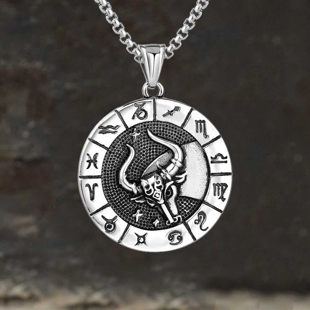 12 Constellation Divination Stainless Steel Pendant