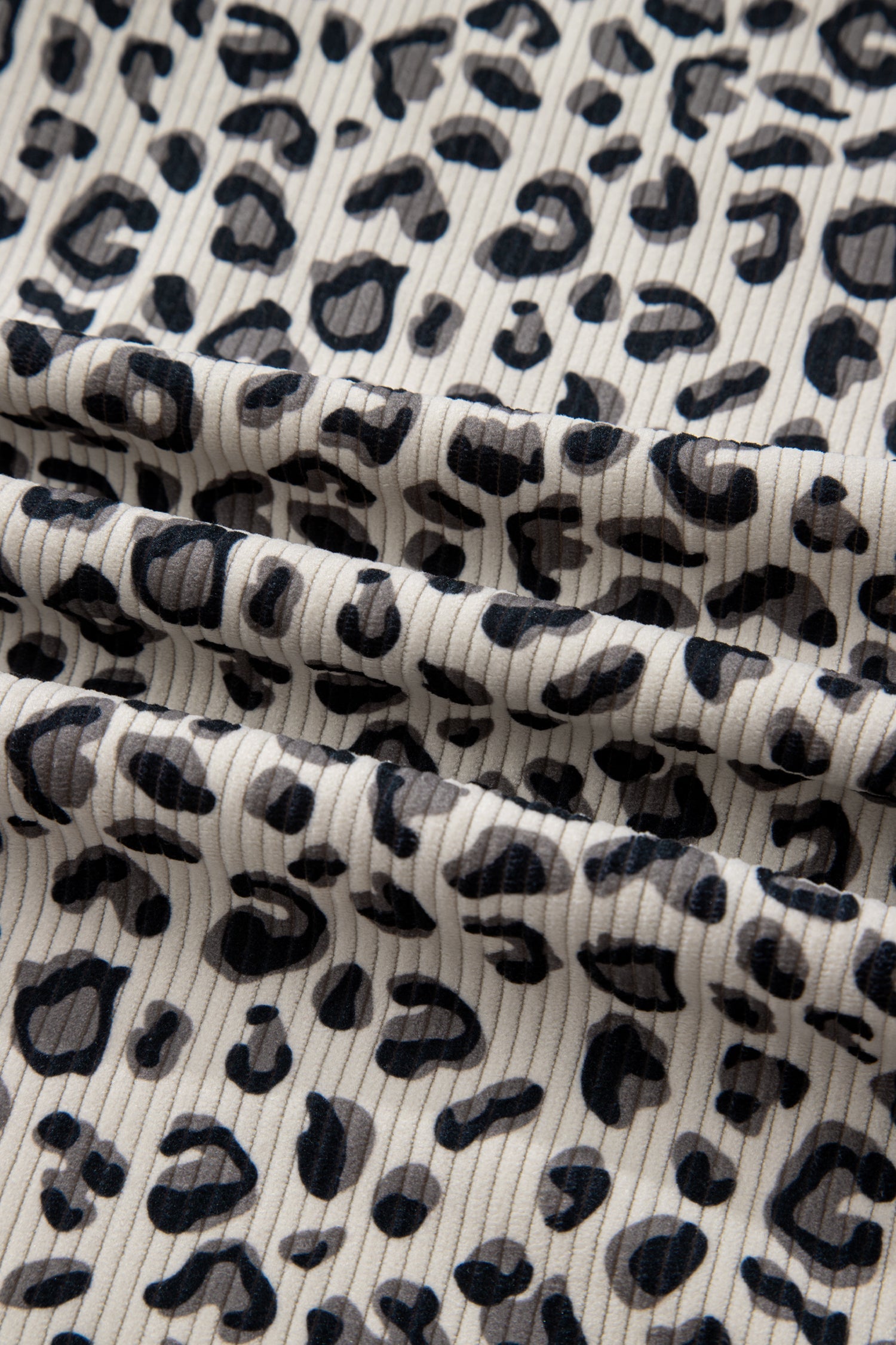 Leopard Corduroy Quarter-Zip Sweatshirt