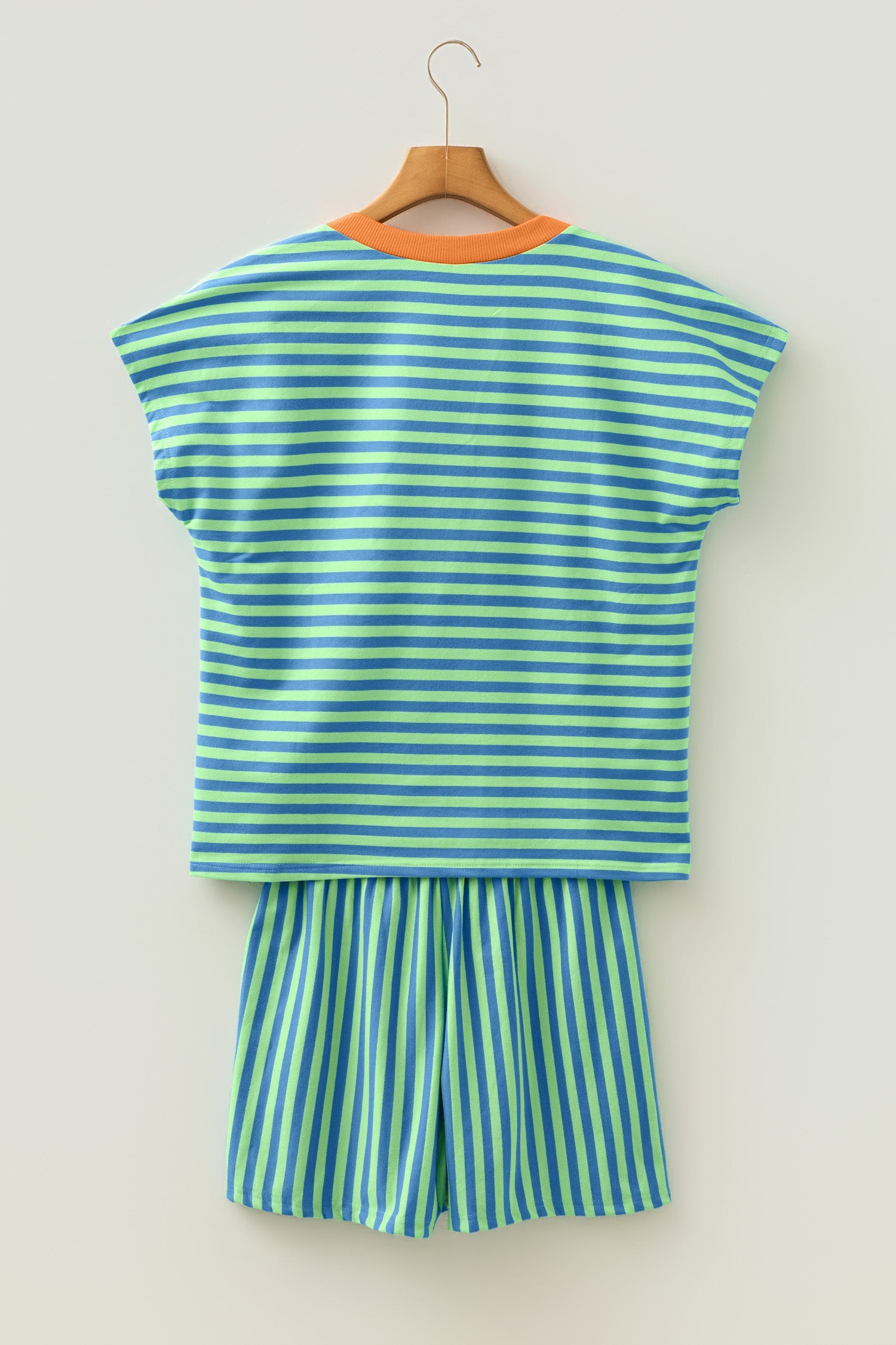 Stripe Colorblock V-Neck Tee & Drawstring Short Set