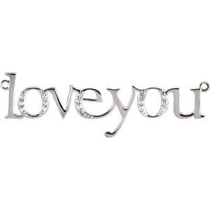 14K White Gold Accented "Love You" Phrase Necklace Center