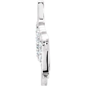 14K White Gold Accented "Love You" Phrase Necklace Center