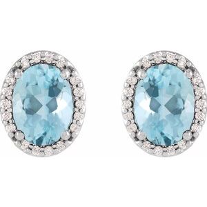 Oval 4-Prong Halo-Style Low Stud Earring