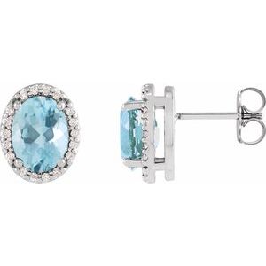 Oval 4-Prong Halo-Style Low Stud Earring