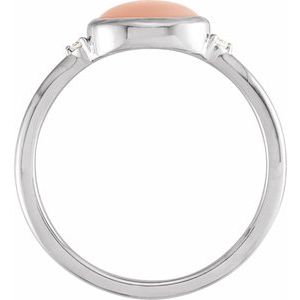 Sterling Silver Natural Pink Coral & .03 CTW Natural Diamond Ring